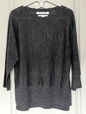 Max Studio 100% Extra Fine Merino Wool Dolman Knit Sweater Gray XL